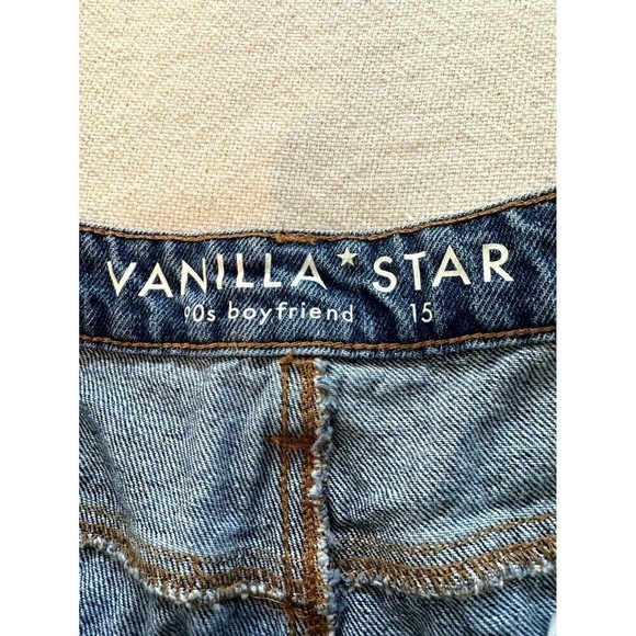 Vanilla Star Distressed Button Fly 90s Boyfriend Jeans Women's Size 15 Blue - Picture 7 of 16